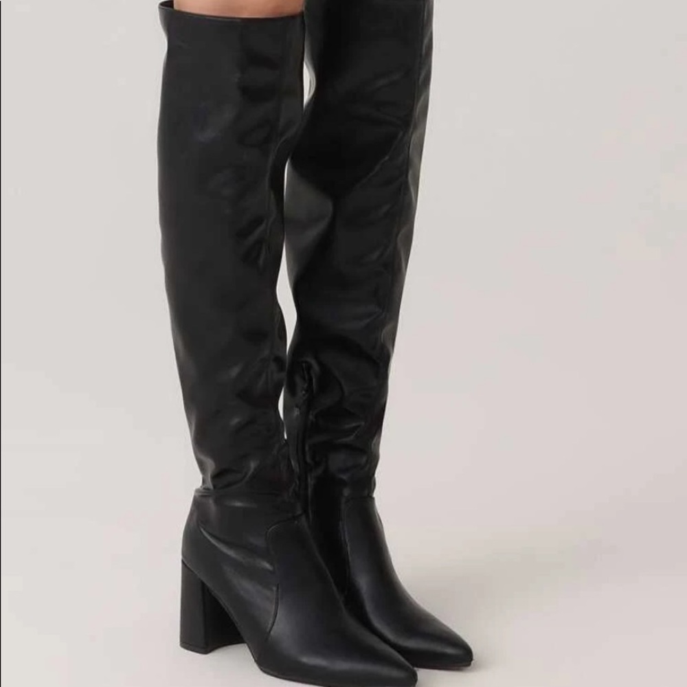 OTK Black Faux Leather Boots
